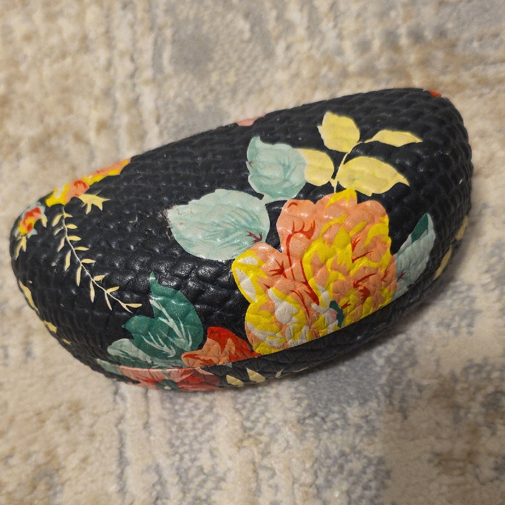 Black Sunglasses Case with Floral Design